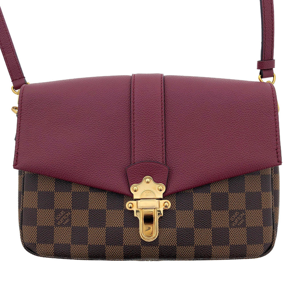 Louis Vuitton Clapton Damier Ebene Bordeaux Red Canvas Leather Shoulder Bag